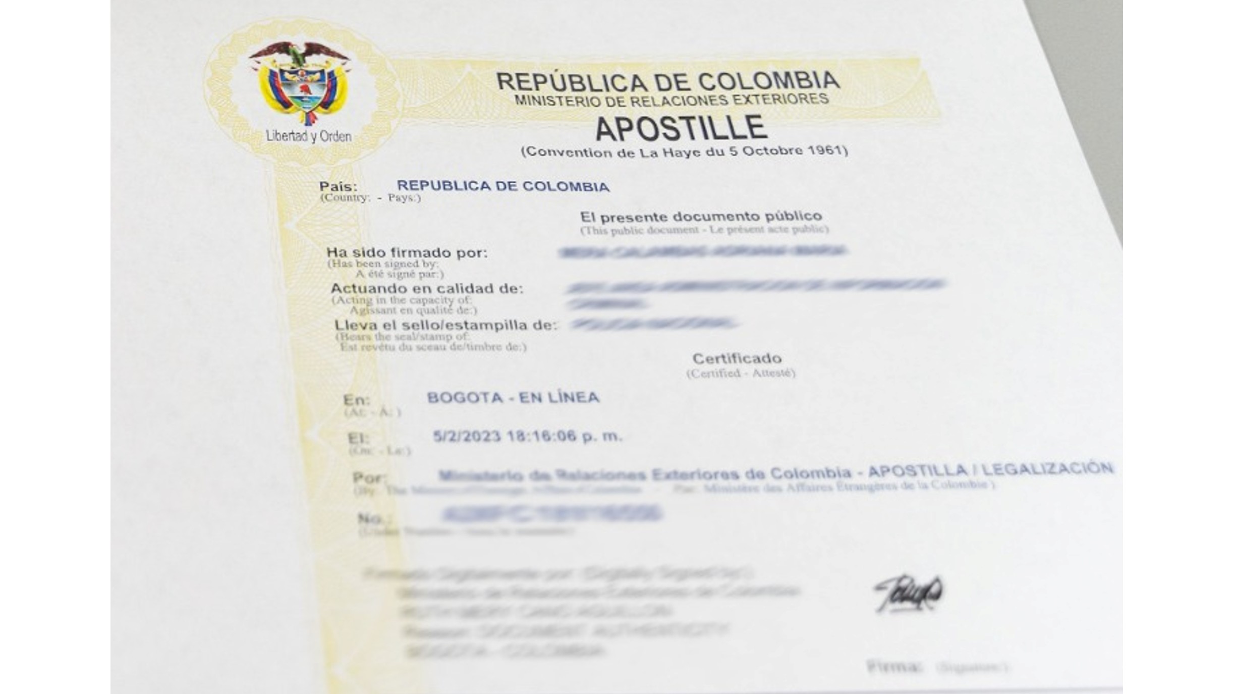 Nota Verbal a las autoridades turcas sobre la Apostilla